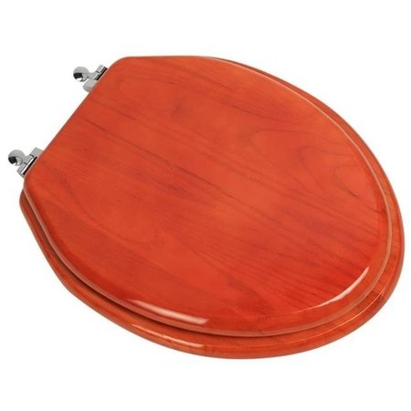 PLUMBING TECHNOLOGIES Plumbing Technologies 5F1E2-15CH Designer Solid Elongated Oak Wood Toilet Seat with Oil Chrome Hinges; American Cherry 5F1E2-15CH